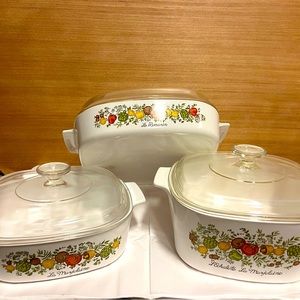 RARE Set of 3 Vintage Corning Ware L'Echalote Spice of Life Dish